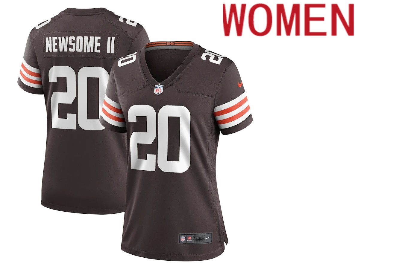 Women Cleveland Browns #20 Greg Newsome II Nike Brown Game NFL Jersey->women nfl jersey->Women Jersey